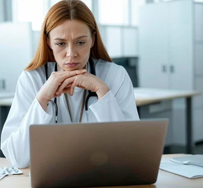 Врач сидит за столом
